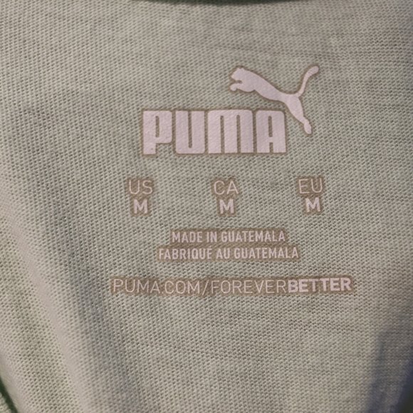 Puma Pastel Green Seafoam Mint Logo T-Shirt Unisex Medium Sporty Casual - Picture 8 of 9